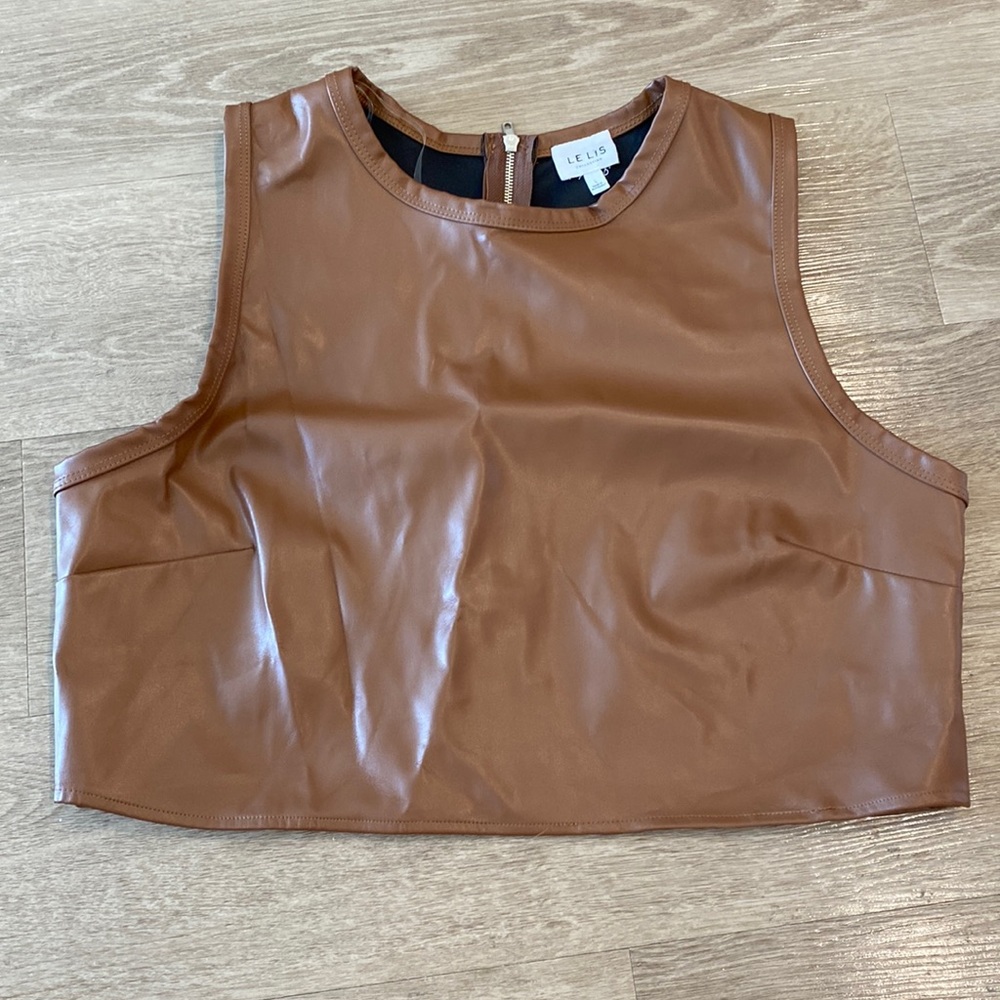 Faux leather crop top